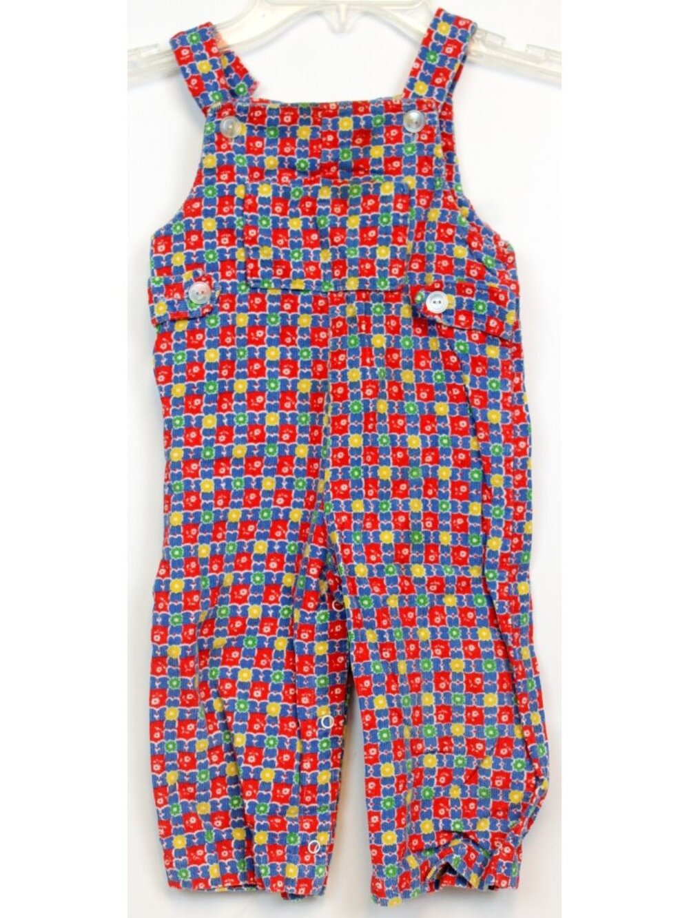 Vtg Tiny Tots Originals 2T Corduroy Overalls Jumper Girl Boy Geometric Flower